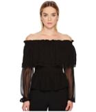 Prabal Gurung - Chiffon Off The Shoulder Long Sleeve Top