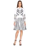 Zac Posen - Long Sleeve Stripe Cotton Organdy Dress
