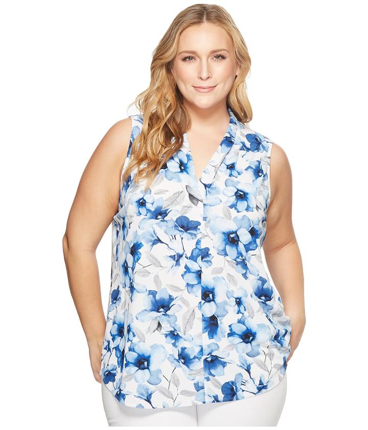 Calvin Klein Plus - Plus Size Printed Hi Back Low V Top