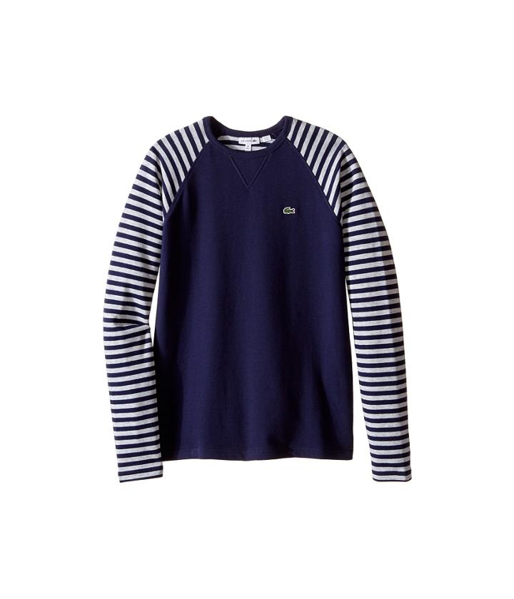 Lacoste Kids - Long Sleeve Striped Raglan Pique Tee Shirt