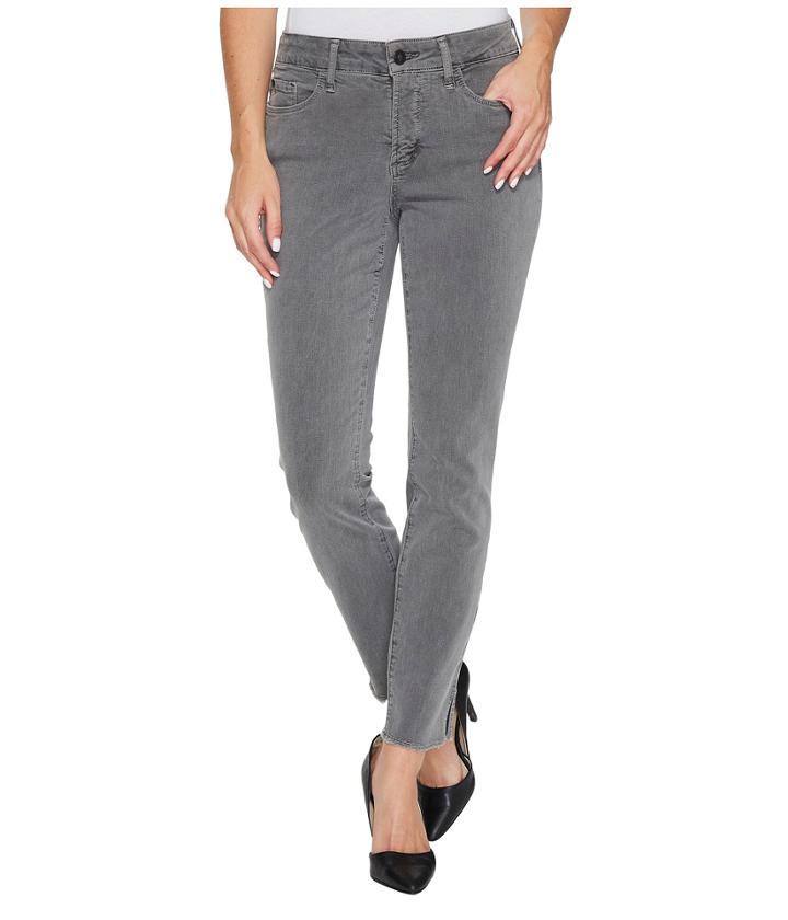 Nydj - Ami Skinny Ankle Jeans W/ Fray Side Slit In Vintage Pewter