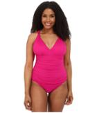 Lauren By Ralph Lauren - Plus Size Beach Club Solids Solid Over The Shoulder Loop Mio One-piece