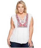 Lucky Brand - Plus Size Embroidered Bib Tank Top