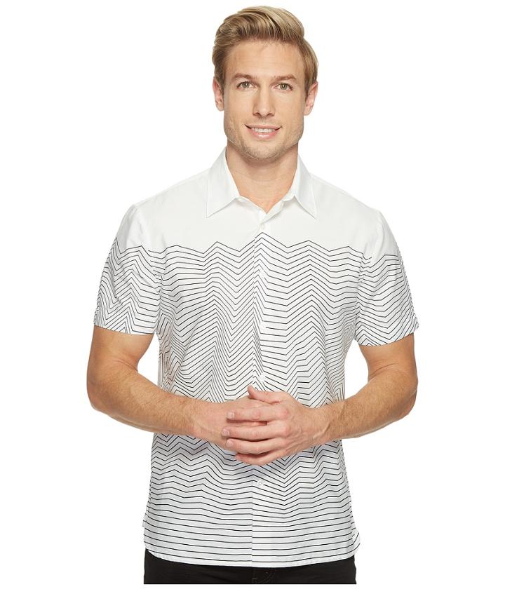 Perry Ellis - Short Sleeve Graphic Linear Print Shirt
