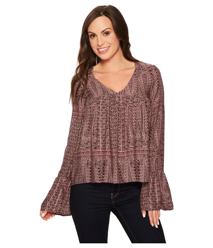 Roper - 1383 Grape Vine Print Rayon Peasant Top