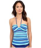 Lauren By Ralph Lauren - Sunset Stripe V-neck Bandini Slimming Fit W/ Molded Cup