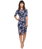 Ivanka Trump - Printed Matte Jersey Knot Dress With Sleeves