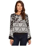 Roper - 1372 Black And White Floral Blouse