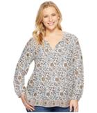 Lucky Brand - Plus Size Metallic Border Print Top