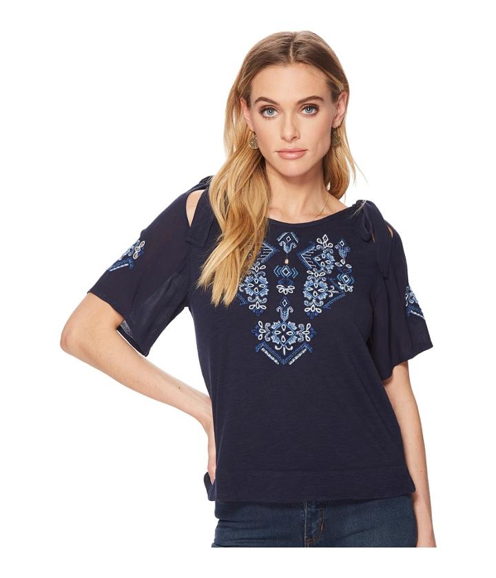 Lucky Brand - Embroidered Tie Shoulder Top