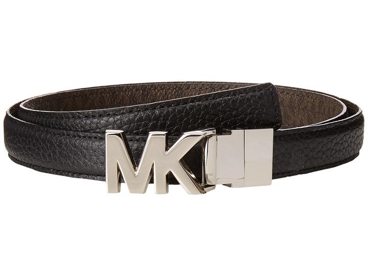 Michael Michael Kors - 20mm Reversible Pebble To Logo Belt On Mk Plaque Buckle