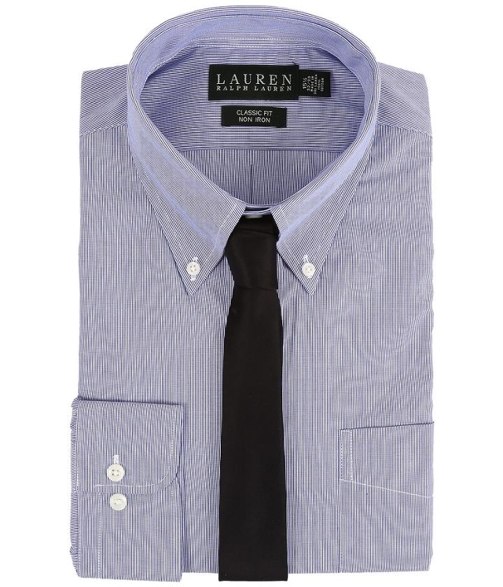 Lauren By Ralph Lauren - Hairline Stripe Classic Button Down Shirt