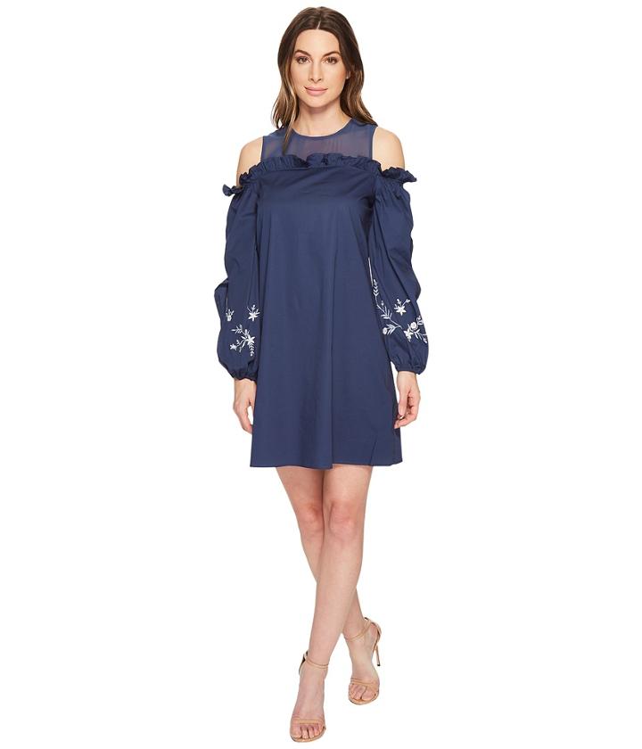 Cece - Balloon Sleeve Ruffled Cotton Shirting Dress