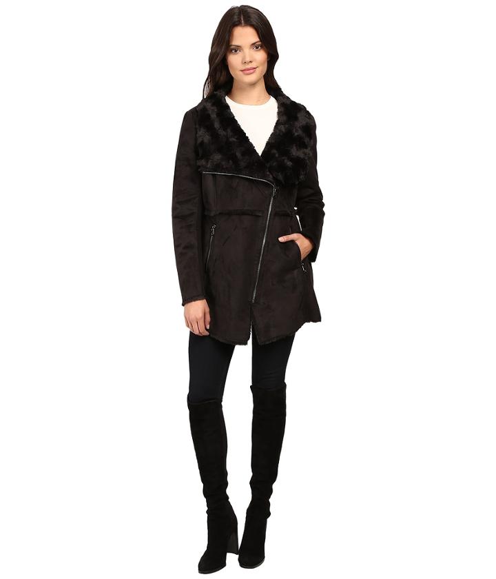 Jessica Simpson - Faux Shearling Moto Jacket With Asymmetrical Zip