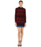 M Missoni - Bicolor Mesh Long Sleeve Zigzag Dress