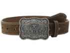 Ariat - Rectangle Rope Edge Shield Buckle Embossed Tab Belt