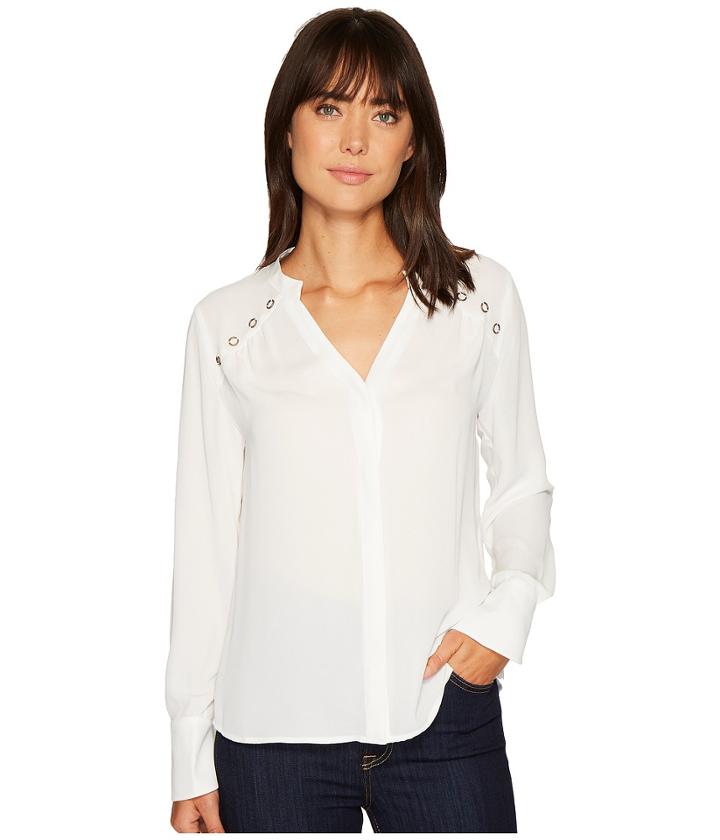 Ivanka Trump - Woven Button Blouse With Grommets