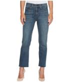 Nydj - Marilyn Straight Ankle Jeans W/ Raw Hem In Crosshatch Denim In Desert Gold