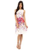Donna Morgan - Sleeveless Twill Fit And Flare With Floral Print And Full Skirt