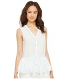 Ivanka Trump - Woven Sleeveless Peplum Button Down Blouse