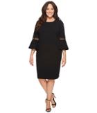 Calvin Klein Plus - Plus Size Crepe Bell Sleeve Dress W/ Lattice