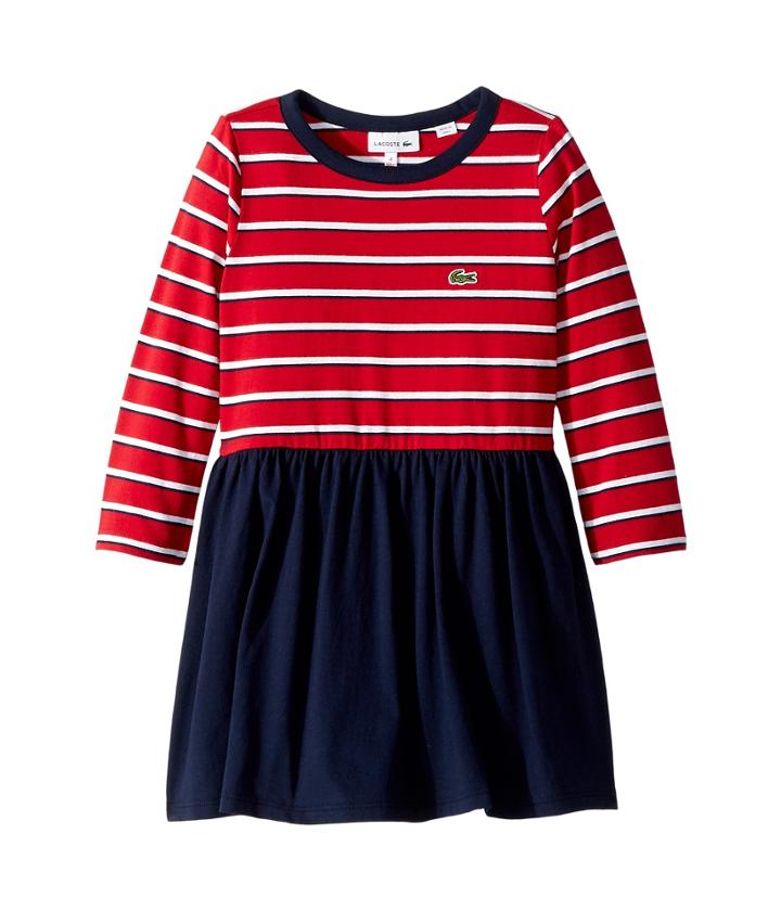 Lacoste Kids - Long Sleeve Stripe Peplum Dress