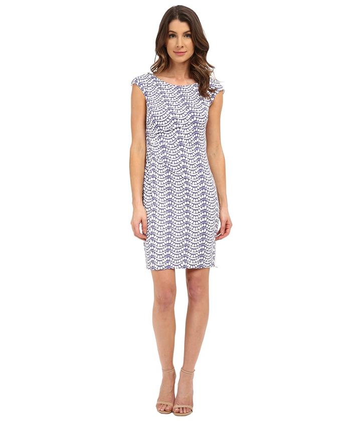 Donna Morgan - Short Sleeve Rouch Side Zip Shoulder Jersey Dress