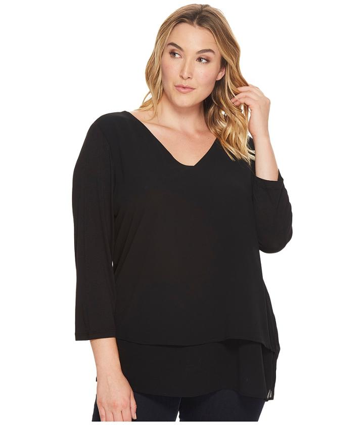Michael Michael Kors - Plus Size V-neck Mixed Media Top