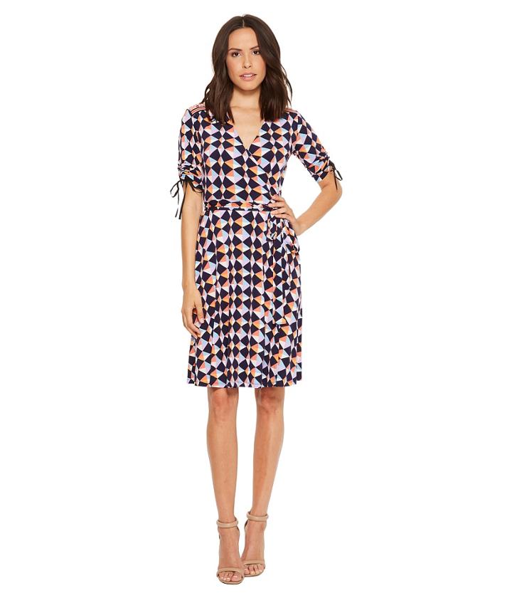 Donna Morgan - Printed Jersey Wrap With Gathered Shoulder Detail