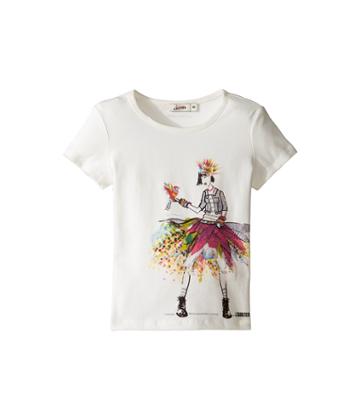 Junior Gaultier - Top With Image Of Girl In Denim Jacket And Multicolored Skirt