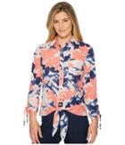 Ivanka Trump - Printed Woven Button Down Tie Front Shirt