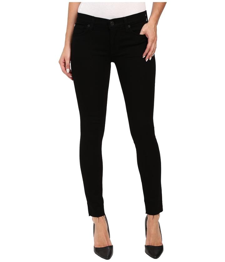 Hudson - Krista Super Skinny With Raw Hem In Black In Raven