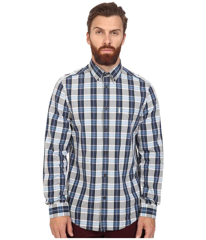Ben Sherman - Long Sleeve Marl Dobby Poplin Check Woven