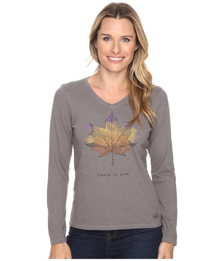 Life Is Good - Change Is Good Leaf Long Sleeve Crusher Vee