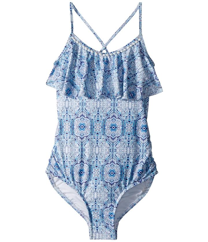 Seafolly Kids - Boho Tile Ruffle Tank One-piece