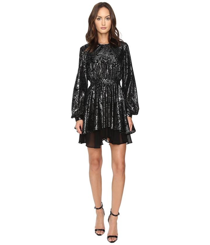 Just Cavalli - Kaliedo Tigers Metallic Flock Long Sleeve Dress