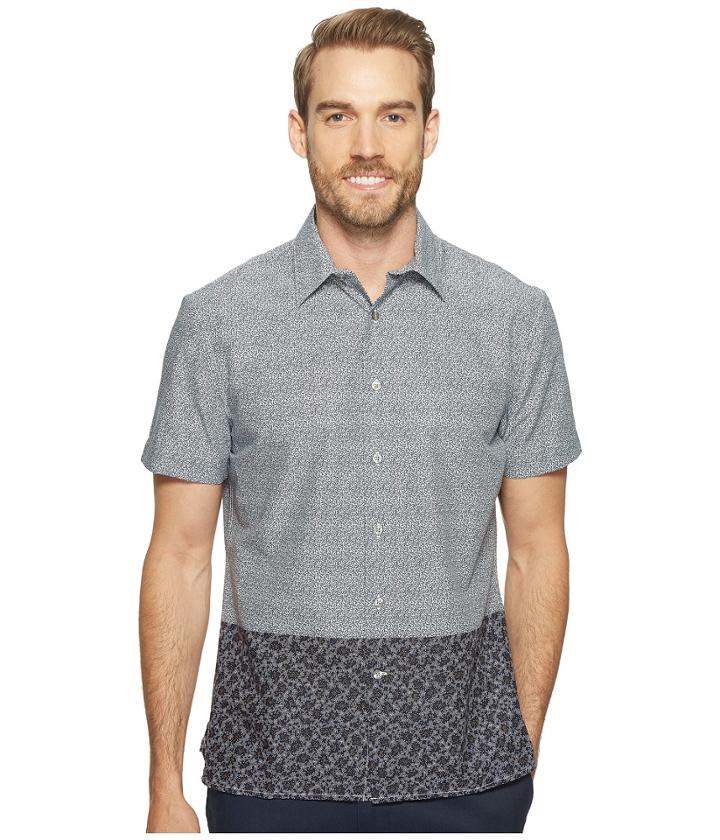 Perry Ellis - Dip Hem Color Block Poplin Shirt