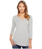 Mod-o-doc - Supreme Jersey 3/4 Sleeve Crochet Trim Notch Tee