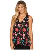 Vince Camuto - Sleeveless Floral Heirlooms Drape Front Blouse