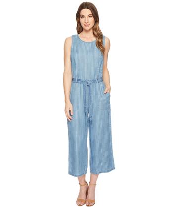 Two By Vince Camuto - Sleeveless Tencel Stripe Belted Jumpsuit
