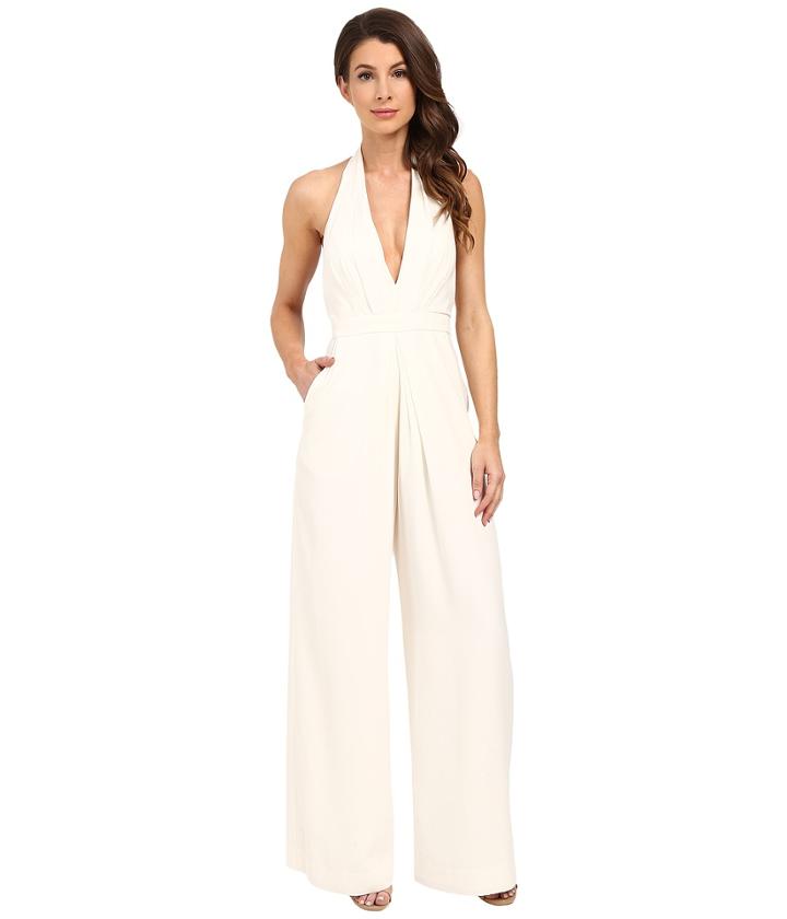 Jill Jill Stuart - Halter Deep V 2-ply Crepe Jumpsuit
