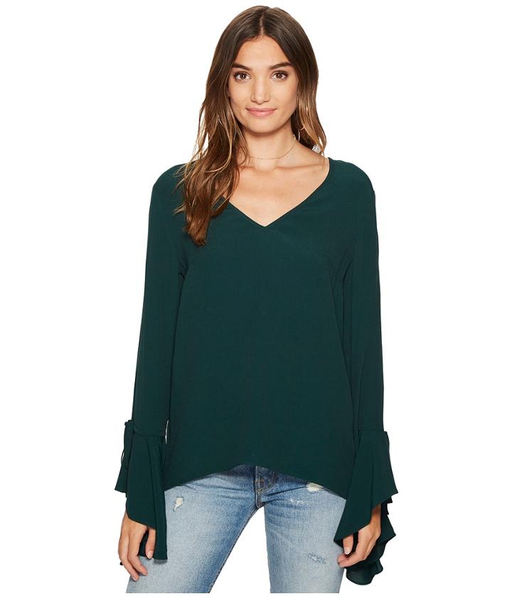1.state - Long Sleeve V-neck Cascade Sleeve Blouse