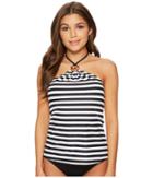 Michael Michael Kors - Stable Stripe Logo Ring High Neck Bandini Top W/ Removable Soft Cups