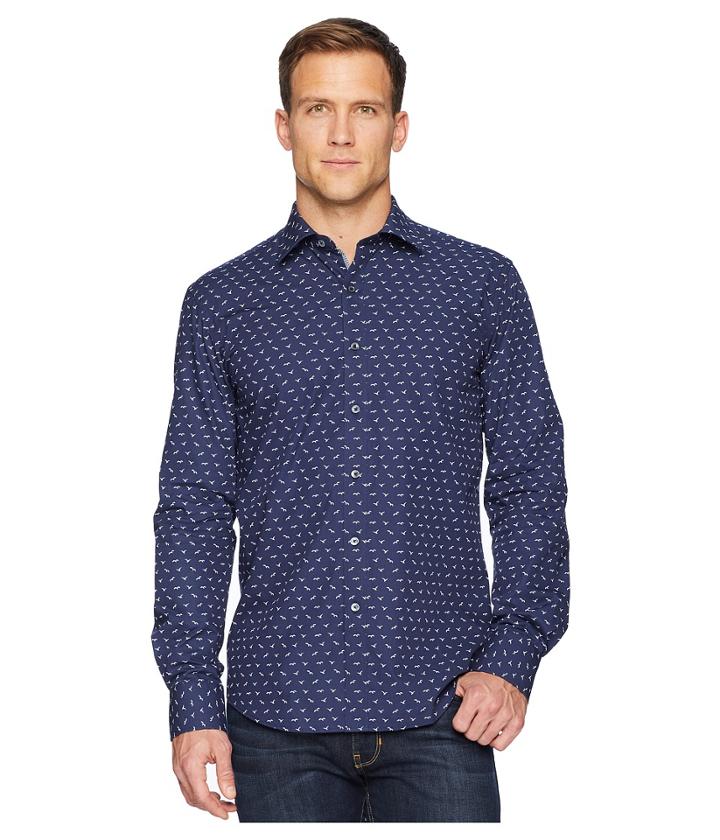 Bugatchi - Long Sleeve Point Collar Woven Shaped