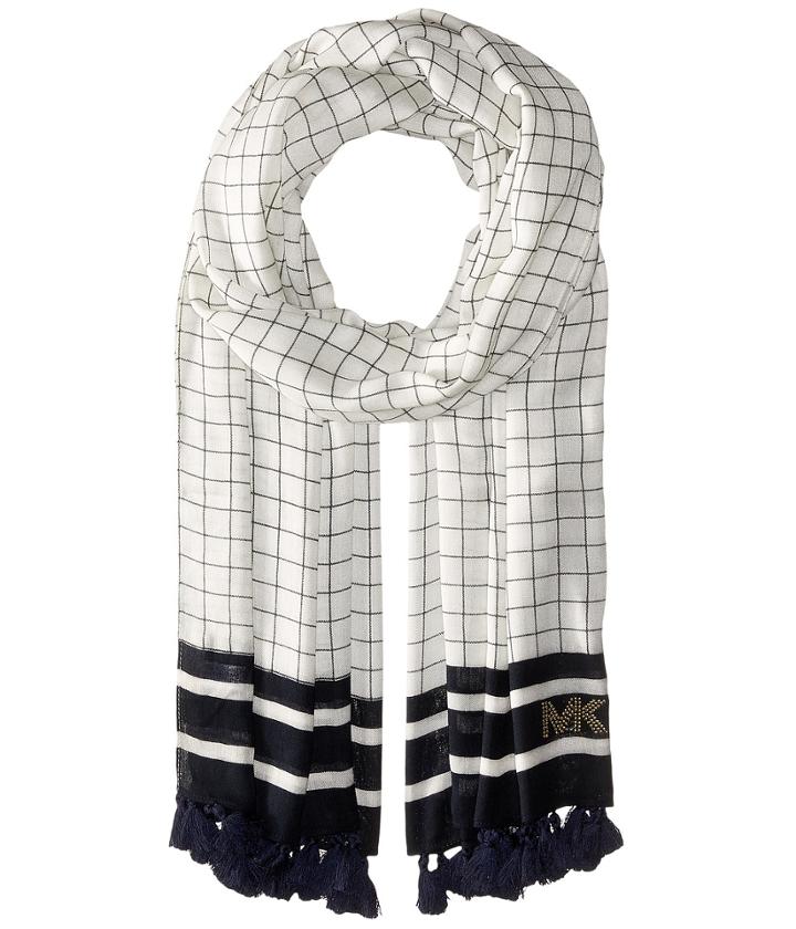 Michael Michael Kors - Windowpane Printed Oblong With Tassels