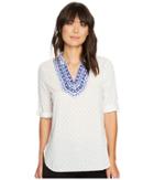 Ivanka Trump - Dobby Dot Linen Top With Embroidery