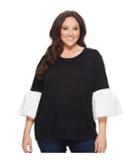 Calvin Klein Plus - Plus Size Crew Neck W/ Poplin Flare Sweater