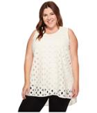 Vince Camuto Specialty Size - Plus Size Sleeveless Cable Lace High-low Hem Blouse