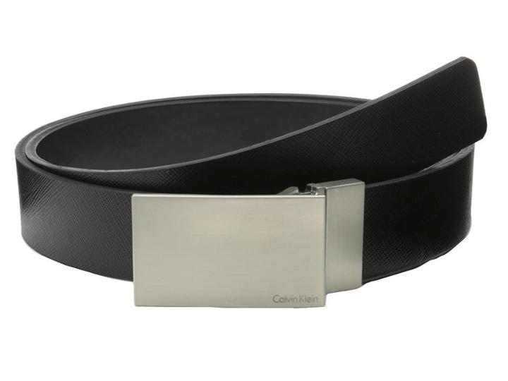 Calvin Klein 32mm Reversible Flat Strap Plaque Buckle W/ Logo