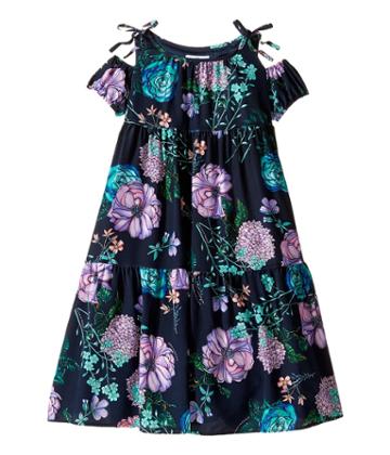 Versace Kids - Floral Print Maxi Dress W/ Shoulder Cut Outs